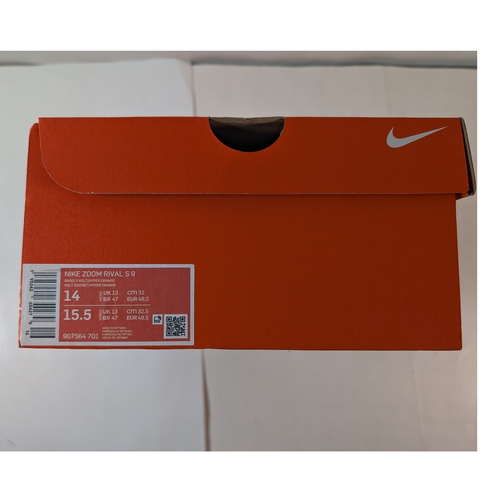 Nike Zoom Rival S 9 Track Spikes Lime Green Orange Teal Men Size 14 - Picture 12 of 12